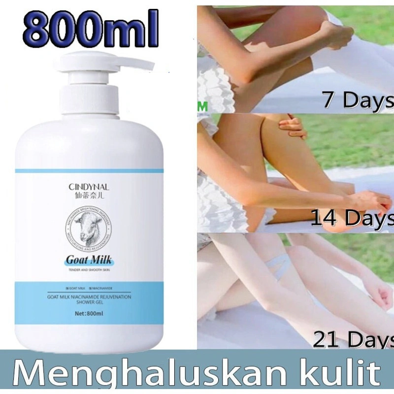 CINDYNAL Goat Milk Niacinamide Body Wash 800ml – Sabun Mandi Cair Lembut untuk Kulit Lembap & Tampak Lebih Cerah