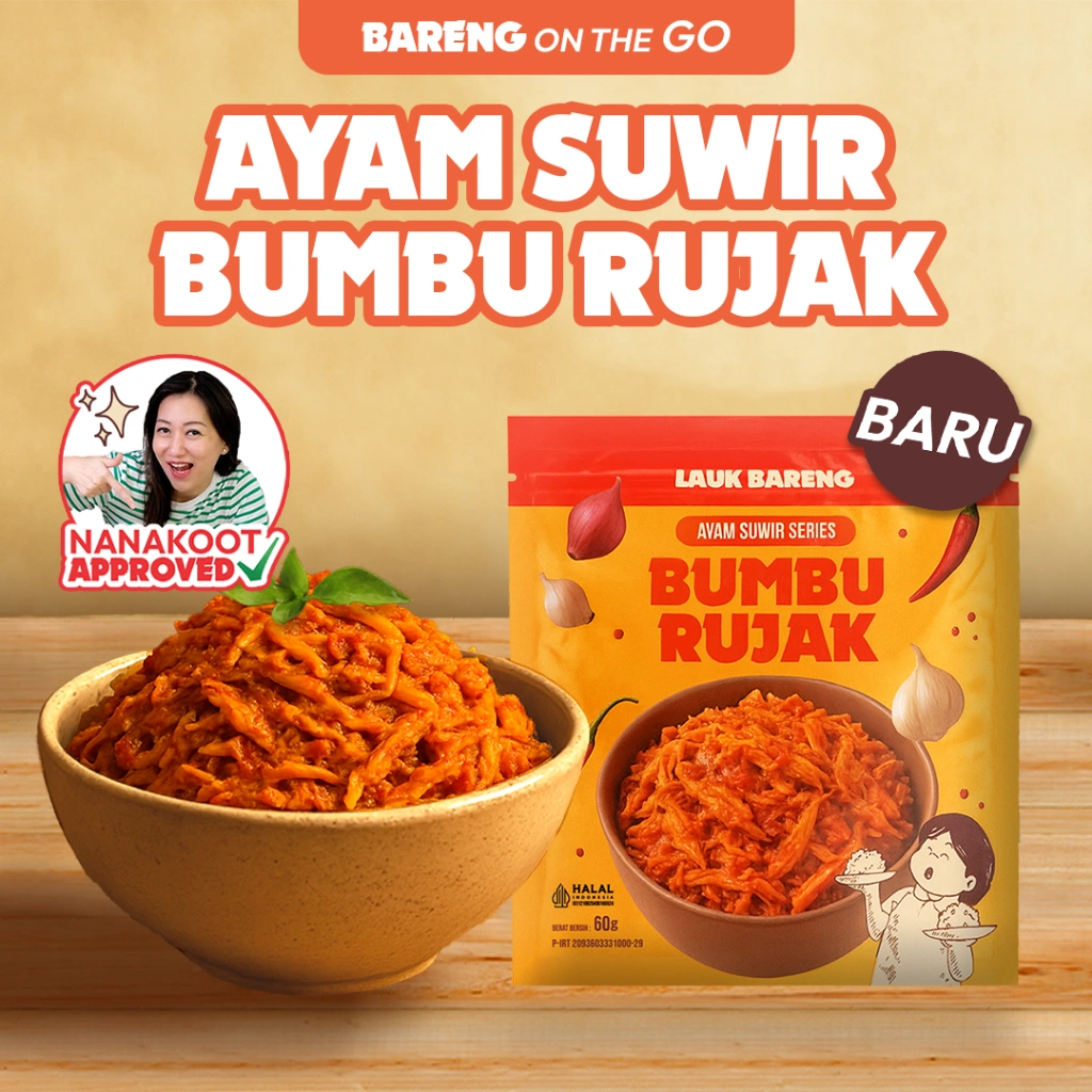 [NANAKOOT APPROVED] Lahap Bareng - Ayam Suwir Bumbu Rujak Pedas Makanan Ready to Eat | Praktis, Halal, Tanpa Pengawet, Makanan Siap Saji, Lauk Instan, Siap Makan, Topping Mie & Nasi