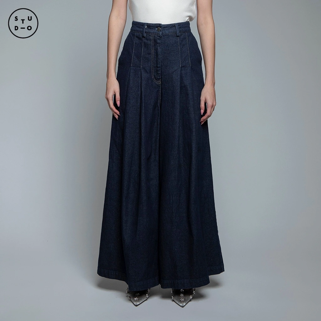 COTTONINK Studio - Bawahan Celana Panjang Wanita Dark Denim Velda #HolidayCollection2025
