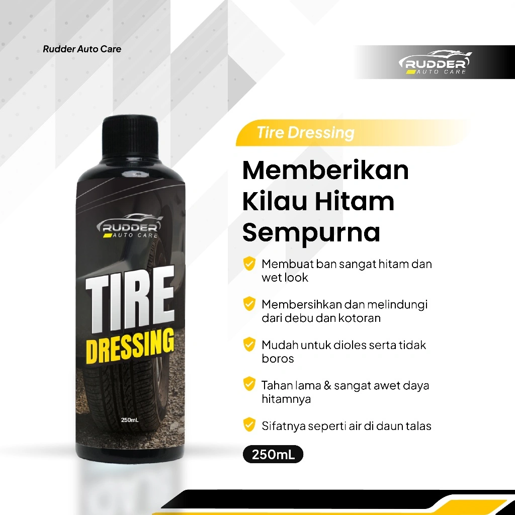 Rudder - Cairan Semir Penghitam Ban Mobil Motor Glossy Tahan Lama Anti Retak Kilap Maksimal Premium