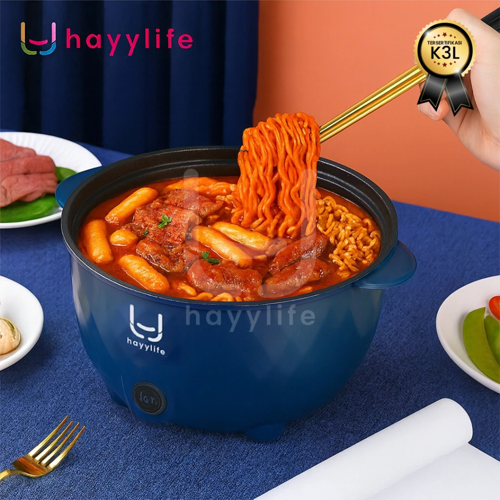HAYYLIFE Panci Listrik Serbaguna 2.5 Liter - Panci Listrik Low Watt Alat Masak Listrik Panci Hot Pot K3L HL-DAA754