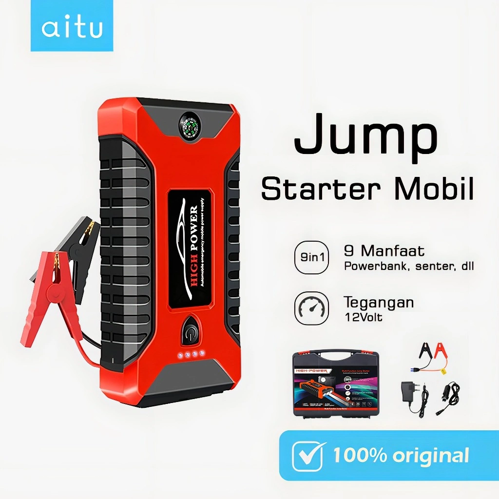 Aitu 29B Jumper Aki Starter Mobil Motor 99800mAh Jumper Aki Mobil Portable + Powerbank