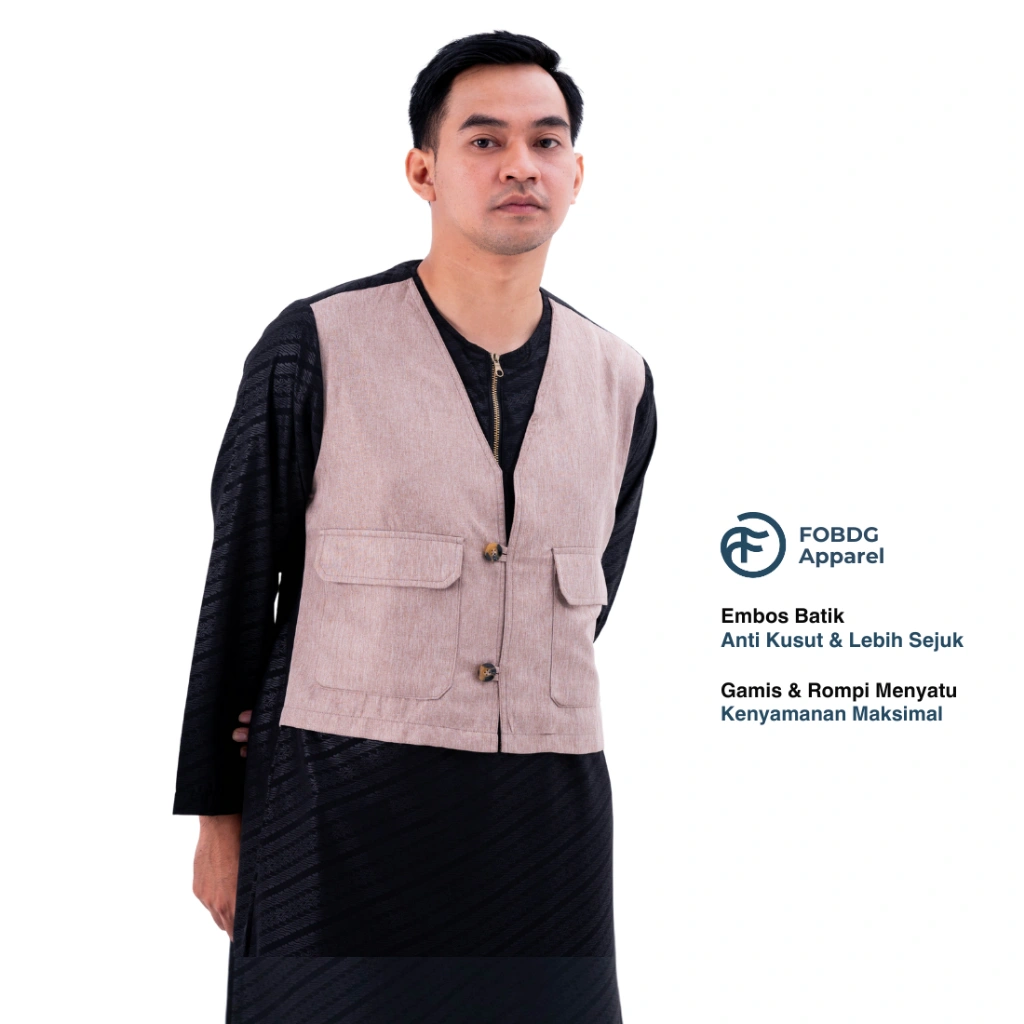 FOBDG Gamis Rompi Bungur Pria Embos Batik Baju Couple Bapak ayah dan anak