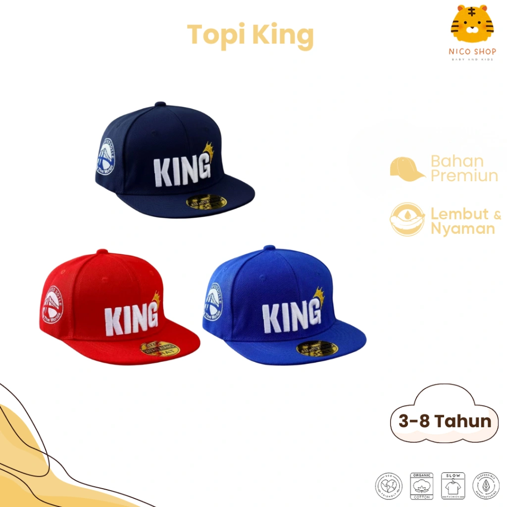 Nico Babyshop Topi Anak Import Model Snapback Bahan Premium Dan Terdapat Desain Bordir King
