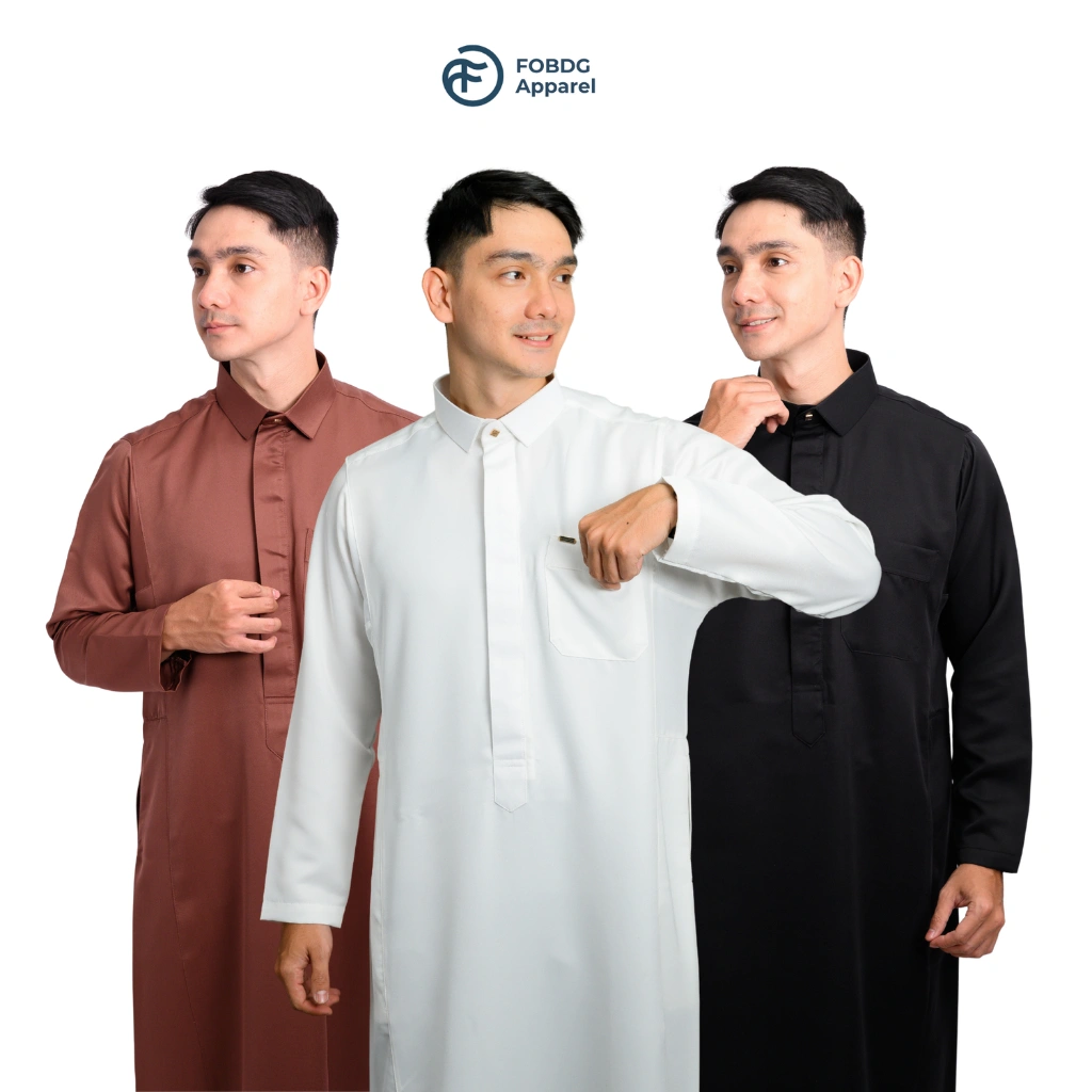 FOBDG Gamis Thobe Bungur Jubah Muslim Pria bahan Arabian vins Lengan Panjang Terbaru Lebaran 2026