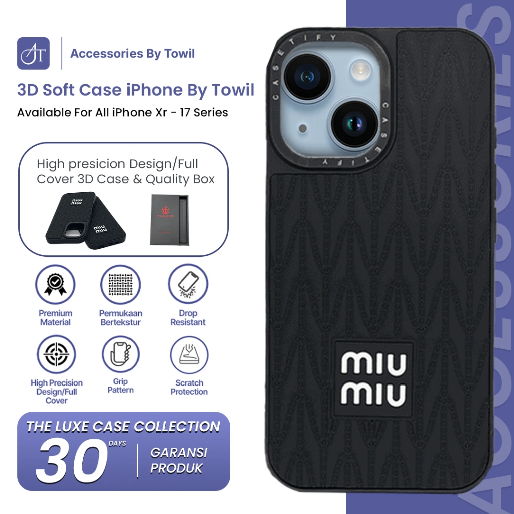Case Iphone 11 12 13 14 15 16 Pro Promax Mini Softcase MiuMiu Casing Hp IP Anti Crack