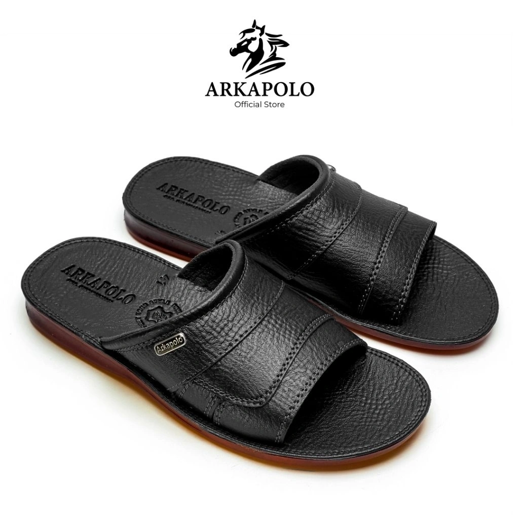ARKAPOLO Sandal Pria Sandal Slop Pria Sandal Kulit Sol Karet - RADO 03