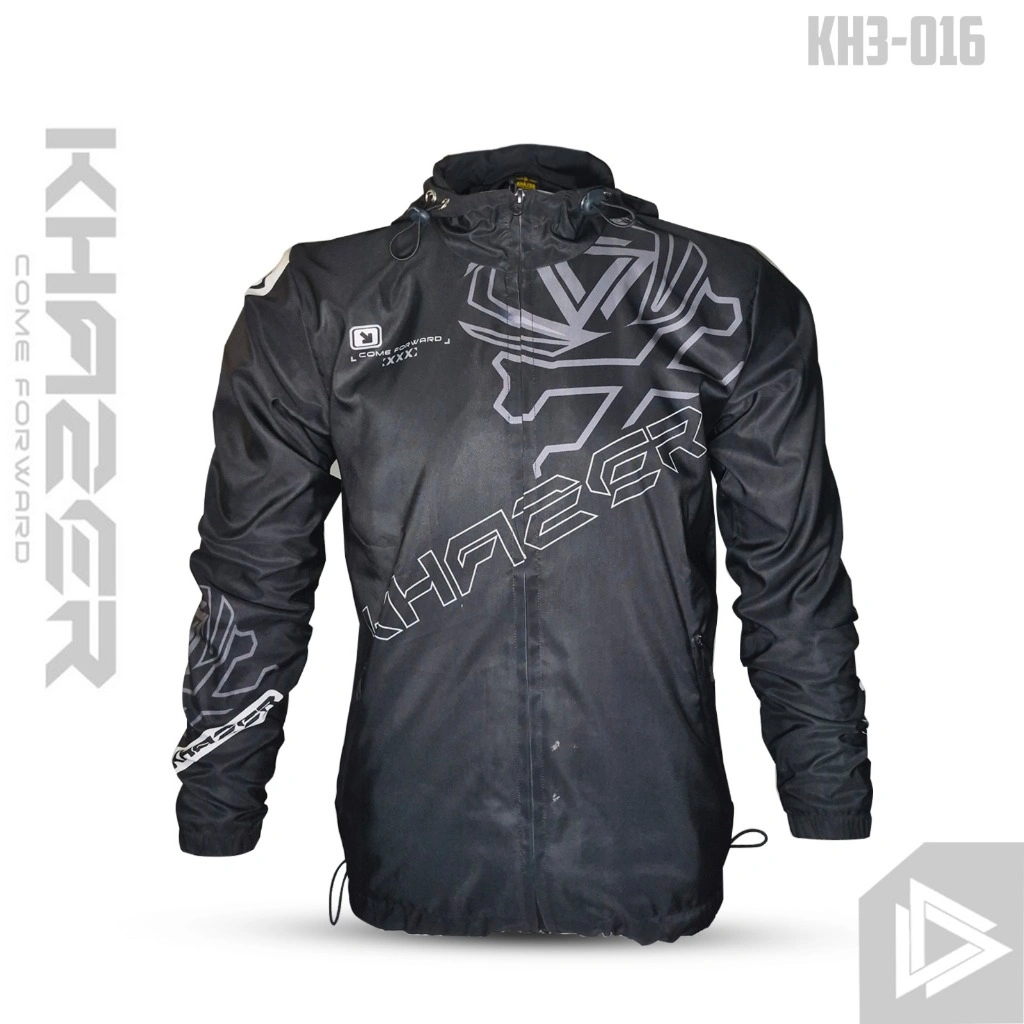 KHAZER Jaket Running Full Black Logo Unisex - KH3-016