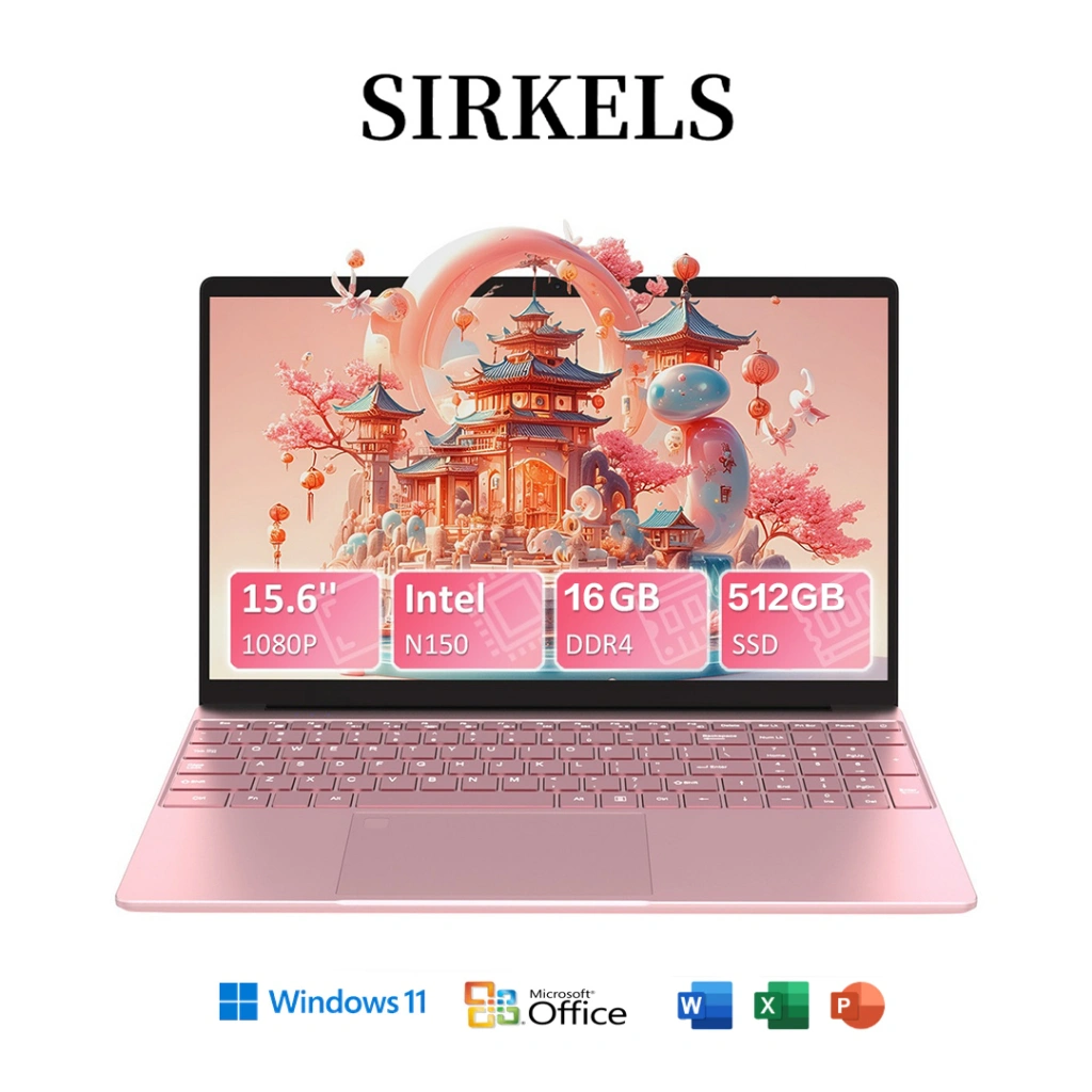 SIRKELS Laptop 15.6 inch baru Intel N5095 Ram 16GB+512GB Win11+Office+Bouns+Bahan logam [ Fingerprint + Penerangan Keyboard ]