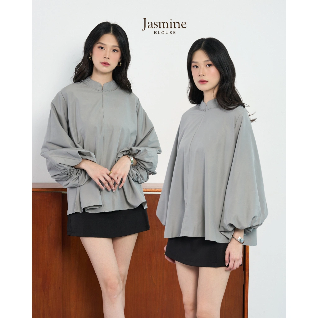 KANNEE - JASMINE BLOUSE | ATASAN BAJU LENGAN PANJANG WANITA TOP MODEST HIJAB FORMAL KATUN BALOON