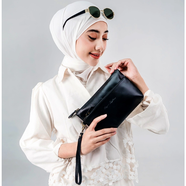 Kenes Leather Clutch Tas Tangan Unisex Kulit Asli NAURA - Free Grafir Nama