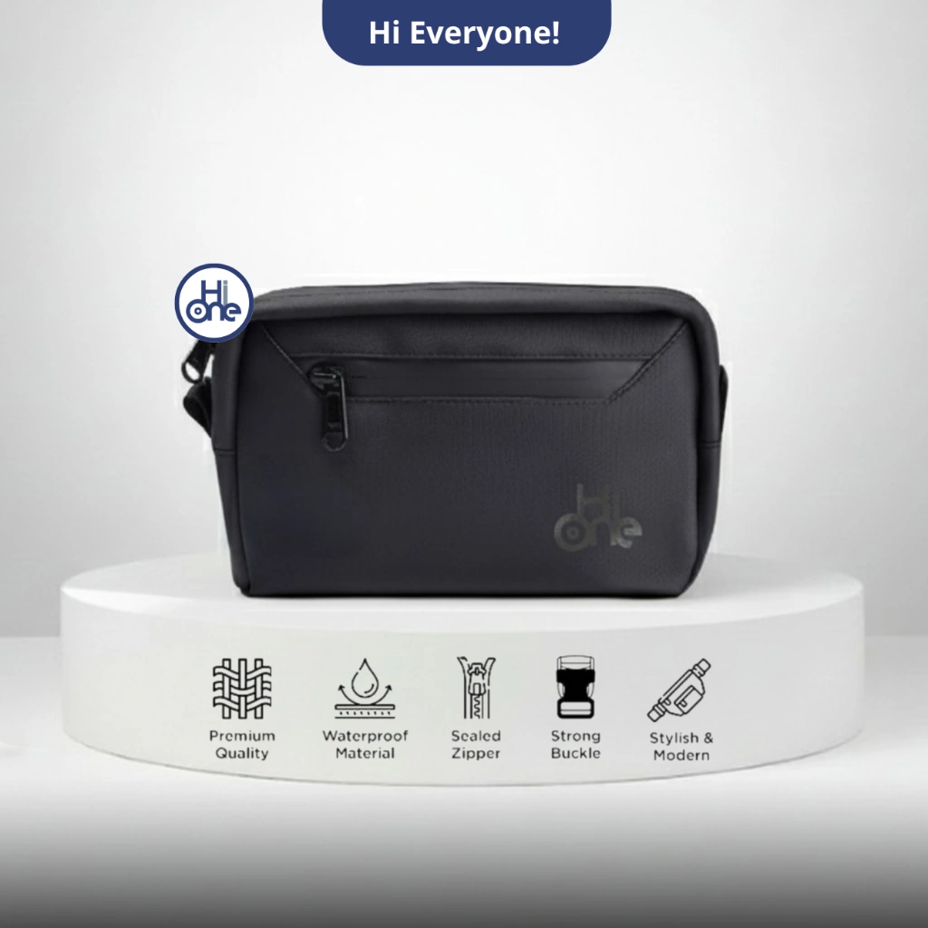 Hi One - Tas Travel Pouch Clutch Pria Casual Hand Bag Slempang Cowok Waterproof Warna Hitam