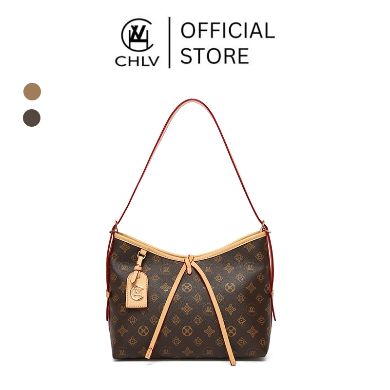 CHLV Tas Tangan Klasik Motif Huruf Model 838 Kapasitas Besar Bisa Sebagai Tas Selempang Cocok untuk Kerja Jalan-jalan dan Sekolah Dilengkapi Dust Bag