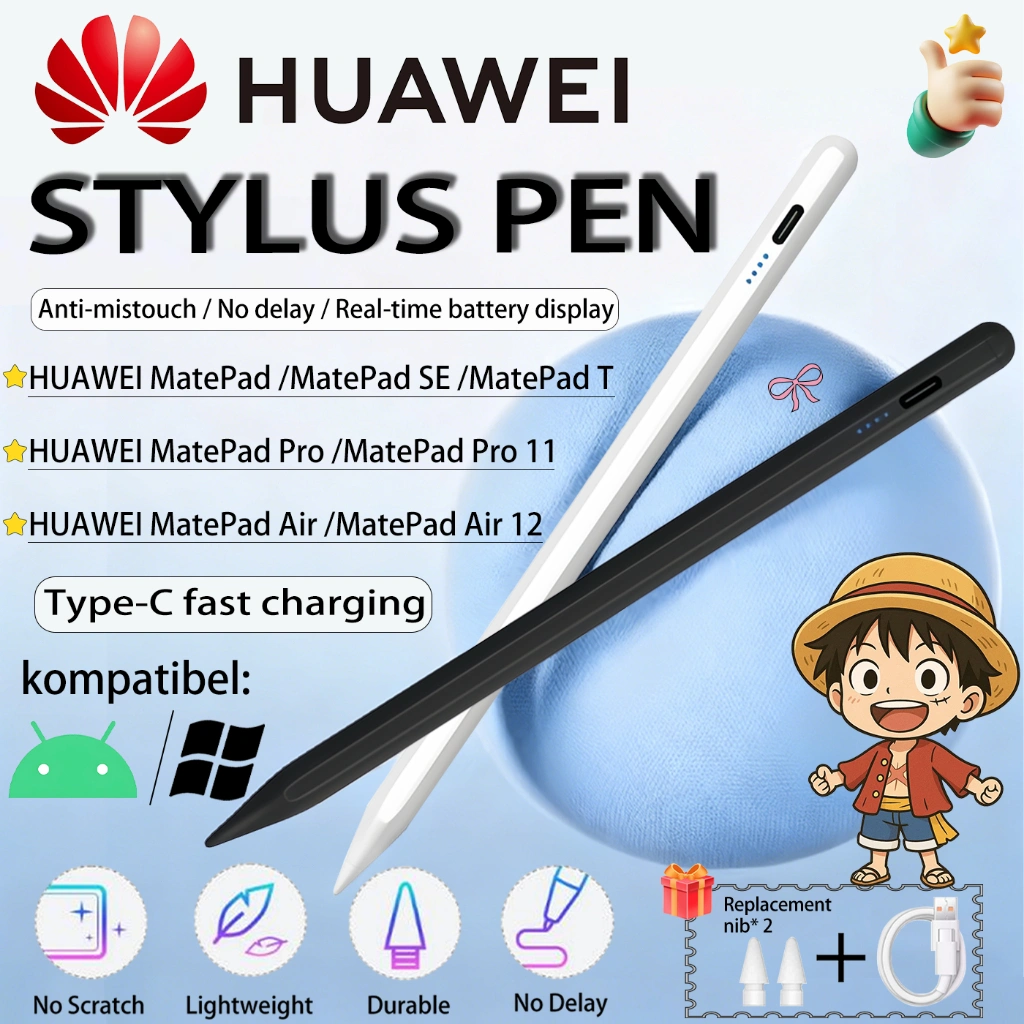 [100%Original]Stylus Pen for Huawei, Kompatibel dengan semua perangkat Huawei-matepad 11/Huawei matepad 11.5/Huawei matepad se/Huawei matepad 10.4/Tablet Huawei[2025NEW][Garansi 24 bulan]Huawei pencil stylus pen gen 3/2 se 11 palm rejection ipad universal