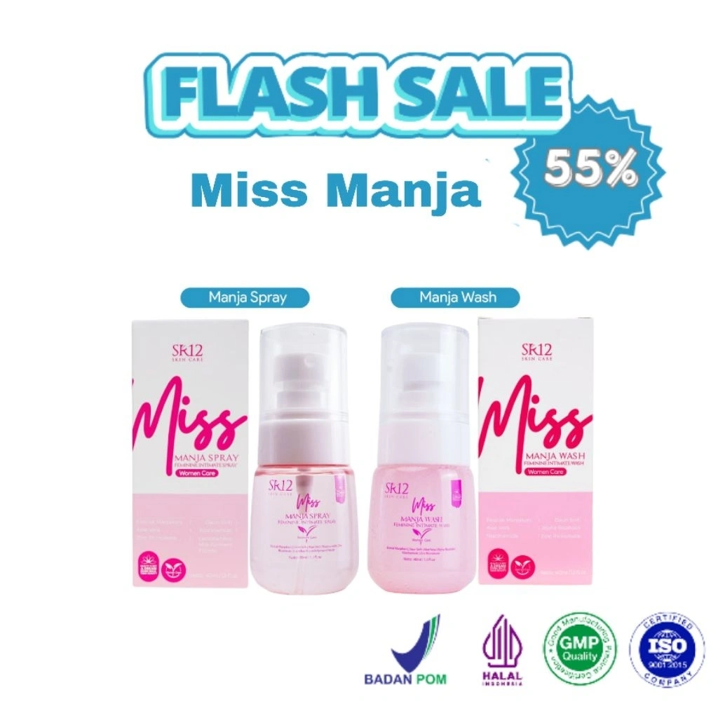 Promo Flash sale Special Combo 55% SR12 Miss Manja Wash and Spray Feminine intermite Spray Limited Edition