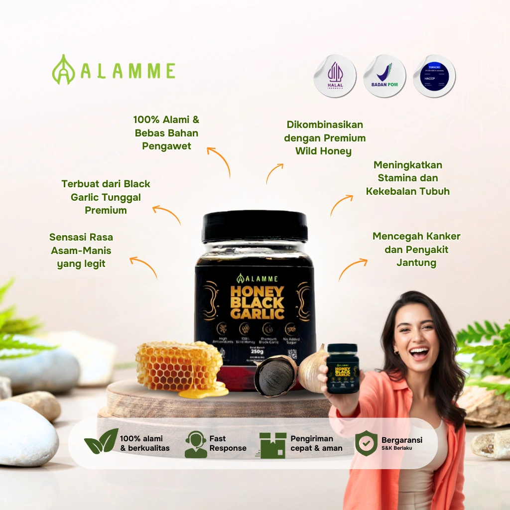 Alamme Black Garlic Honey Madu Bawang Hitam Tunggal Lanang Premium 250gr