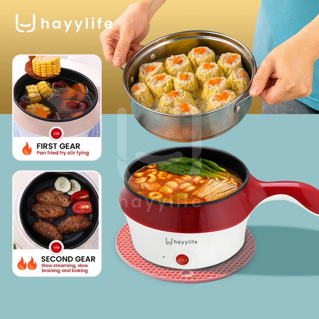 HAYYLIFE Panci Elektrik Portable Multifungsi Minimalis Lapisan Keramik 450 Watt 1.2 L K3L HL-DAA755