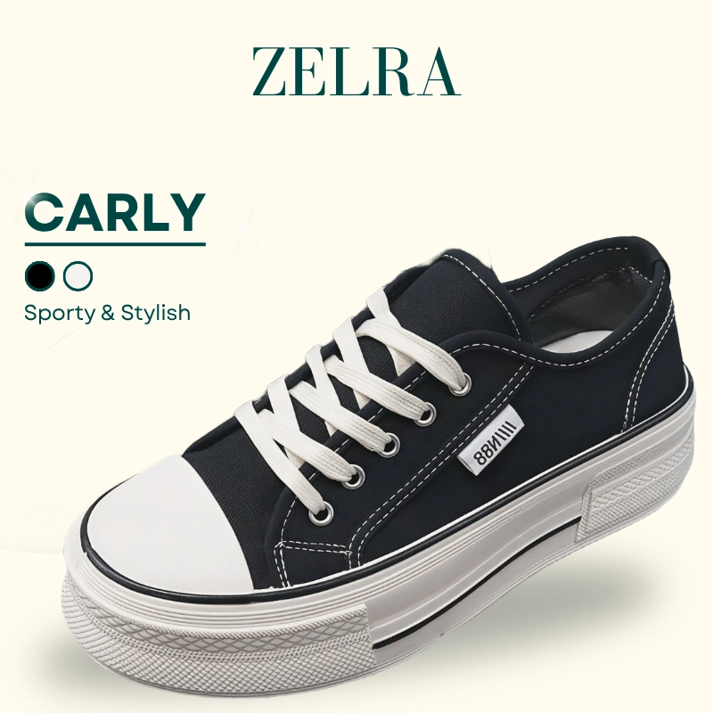 Zelra Carly 1276 Sepatu Wanita Sneakers Sekolah Kanvas Tebal Kekinian SIZE "36-41"
