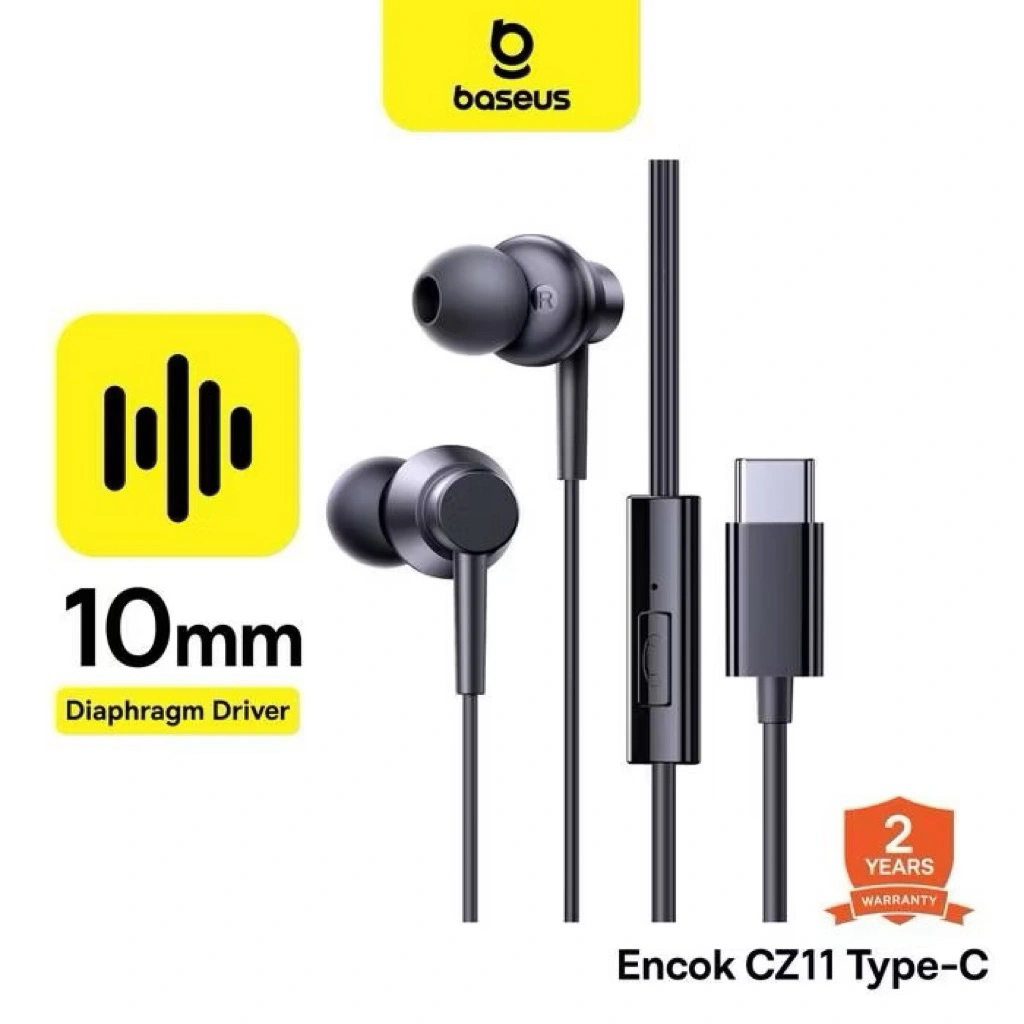 Baseus Headset Encok CZ11 Wired Earphones 1.2M USB TYPE C Handsfree