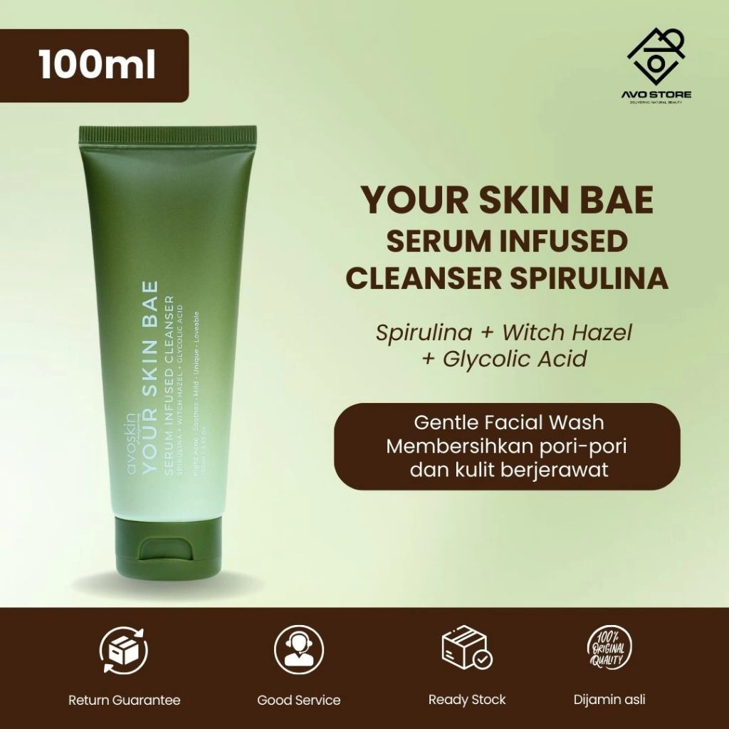 YSB Serum Infused Cleanser Spirulina + Witch Hazel + Glycolic Acid 100ml | Cleanser Kulit Berjerawat