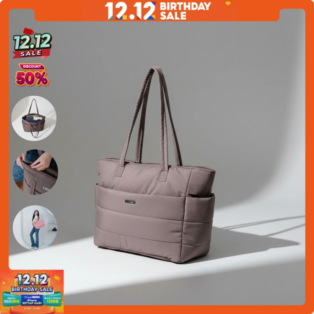 Lovo.id - Tas Wanita Tote Bag Ringan Puffy Tas Kuliah Tote Bag for Travel Beach The Bubble Enzhi