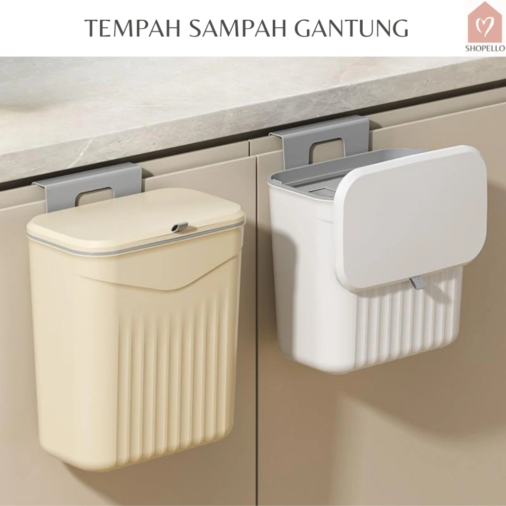 Shopello Tempat Sampah Dapur Gantung Kotak Tong Sampah Dapur Tutup Wadah Trash Bin Higienis