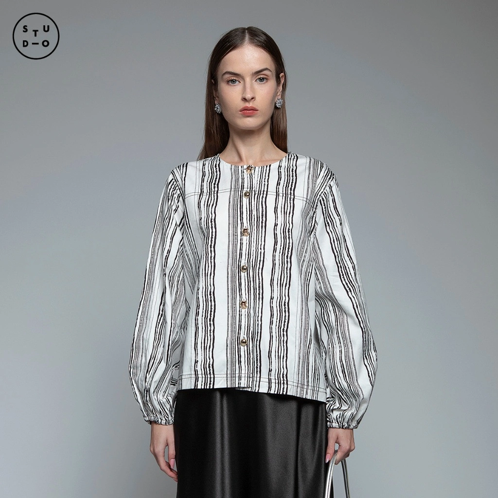COTTONINK Studio - Atasan Blouse Wanita Black Waves Bravi #HolidayCollection2025