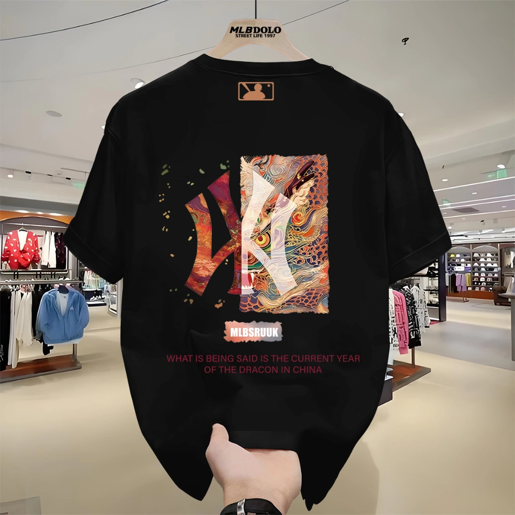 Mlbdolo Kaos Oversize Korea - Gaya Streetwear, Pria Wanita Favorit,Pasangan Logo Kecil