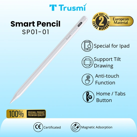 Trusmi Stylus Pen iPad - Smart Pencil Magnetic Wireless White Anti Mistouch Magnet Tablet Apple