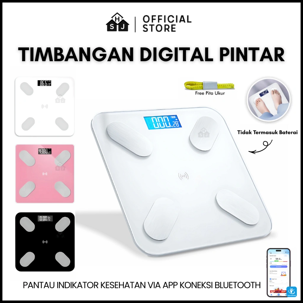Timbangan Badan Digital Bluetooth 180KG Layar LCD / Smart Body Fat Scale Tempered Glass