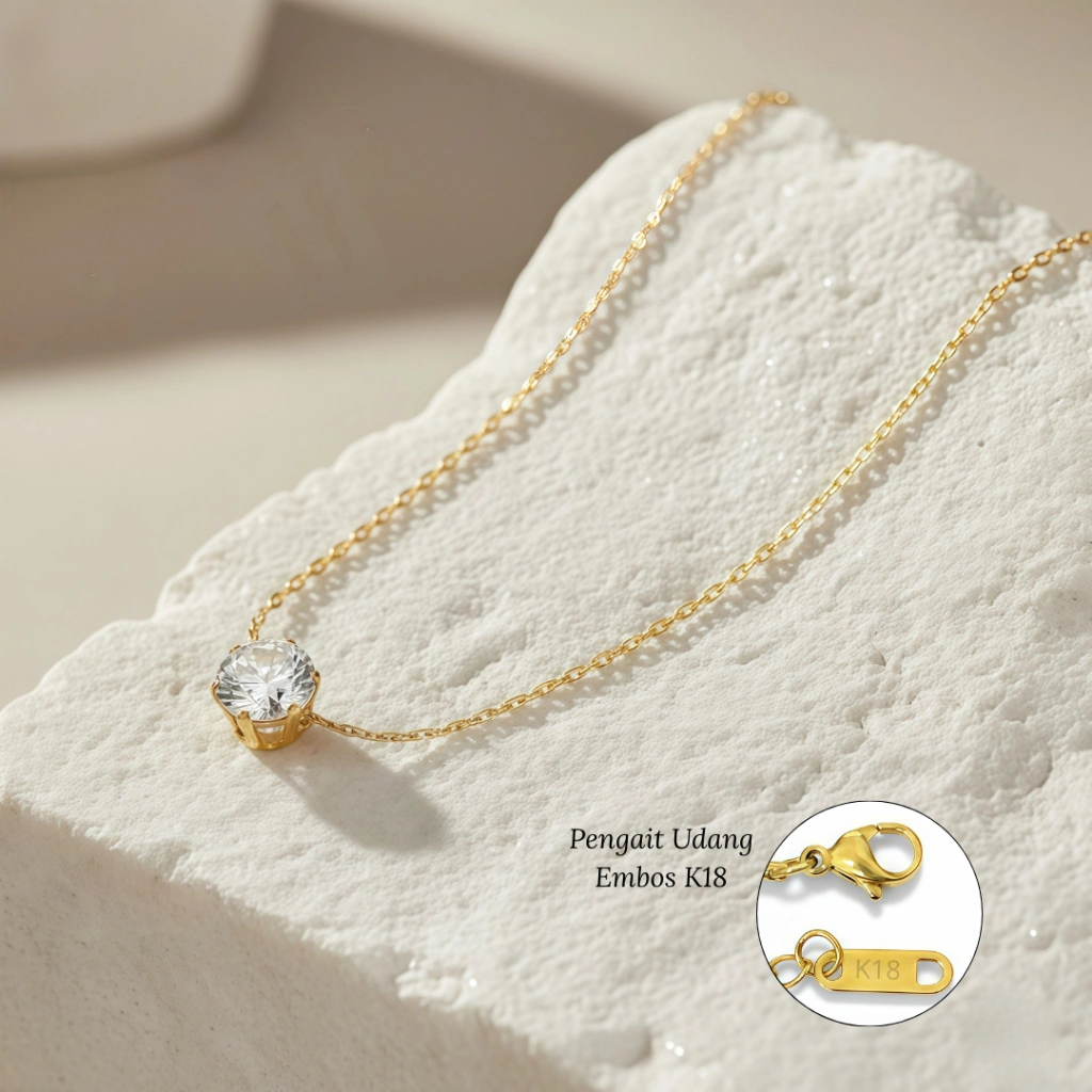 K381 Kalung Remaja Dewasa Liontin Batu Permata Elegan Cantik - Aksesoris Perhiasan Titanium Wanita - Embos 750 - Anti Alergi Tidak Luntur - Fashion Korean Style - Aman Dipakai Mandi & Tahan Dari Terkena Lotion - Cocok Untuk Kado Pacar - Aestetic Minimalis