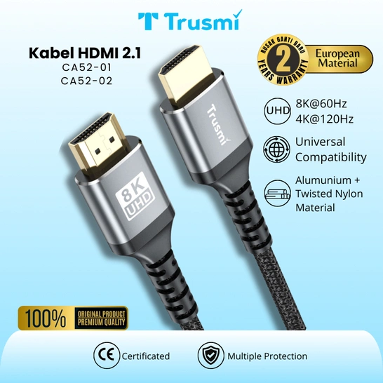 Trusmi Kabel HDMI 8K @60Hz UHD HDR 1.5M 3M – Cable Video Support Ultra HD Fast Premium Original