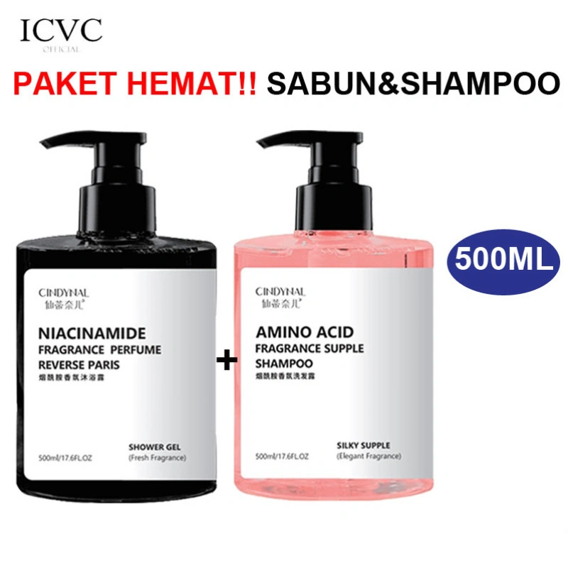 CINDYNAL | Bundle Shower Gel Reverse Paris & Amino Acid Shampoo 2in1 – Sabun Mandi Cair & Shampoo untuk Perawatan Tubuh dan Rambut