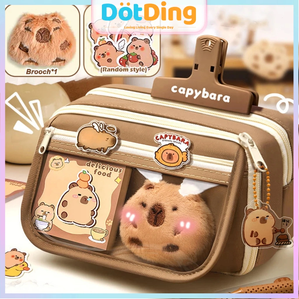 [DOTDING] ‌Kotak Pensil Korea Jumbo Aesthetic - Tas Alat Tulis Multi Sekat Kapasitas Besar dengan Desain Pastel Instagramable‌/Large Capacity Pencil Case Flip Cover Pen Bag Simple Stationery Box School Supplies Office Stationery