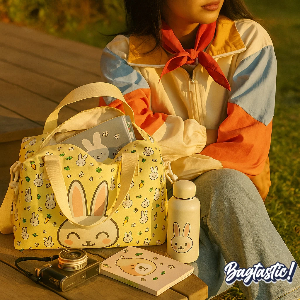 BAGTASTIC! [QiNU] Tas Travel Lipat Foldable Bag QiNU - Motif Kelinci Lucu