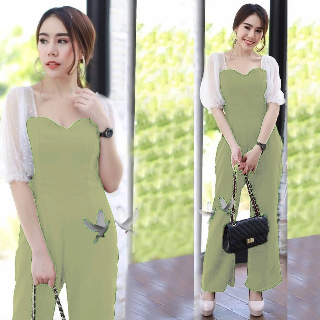 Jumpsuit Priyanka / Jumpsuit Scuba Kombi tile terbaru / Bisa COD