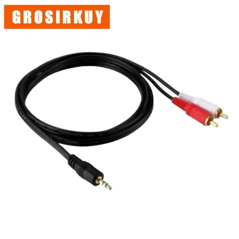 G182 Kabel AUX audio 2in1 jack untuk handphone komputer ke speaker rumah mobil cable 3.5 konektor