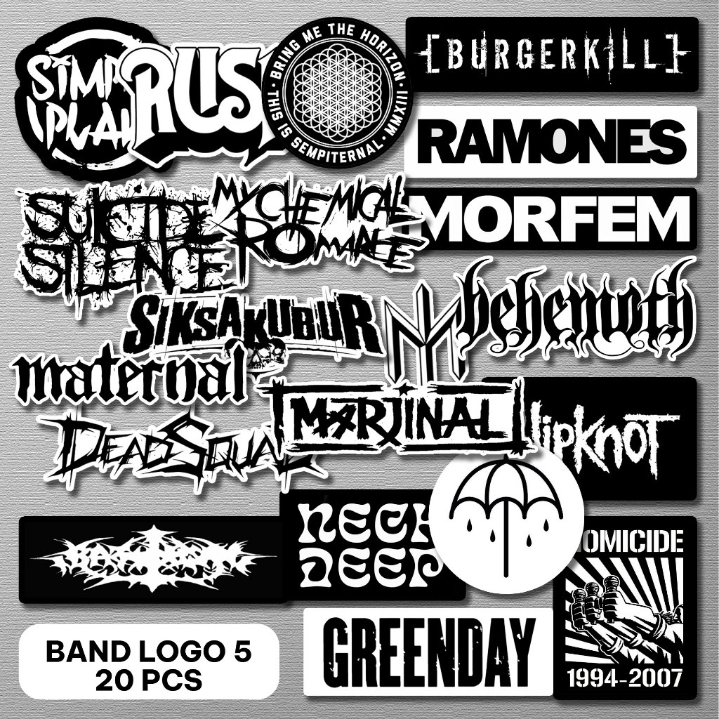 STIKER BAND BLACK N WHITE SERIES | ANTI LUNTUR GARANSI DANA KEMBALI | stiker aesthetic hp laptop