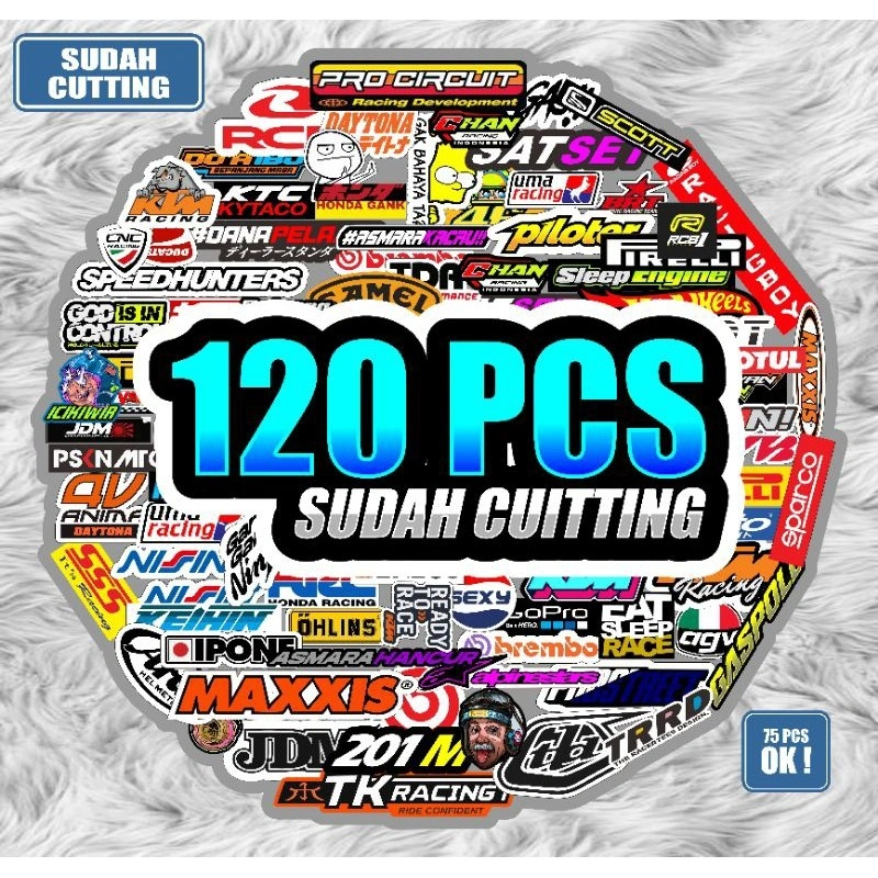 Stiker pack racing isi 120pcs bahan vynil anti air sudah cutting