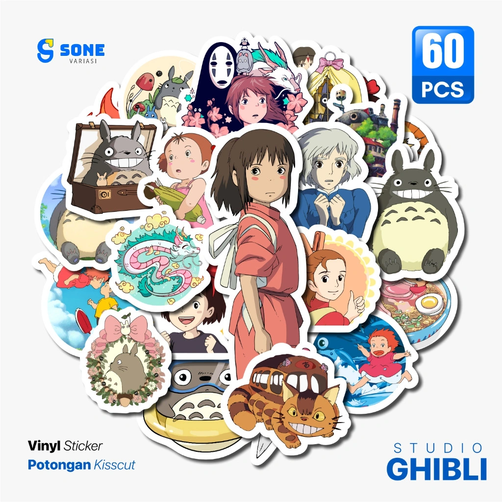 Stiker Laptop Ghibli Aesthetic Paper Vinyl Waterproof untuk Sticker Buku Jurnal Koper Casing HP Tumbler
