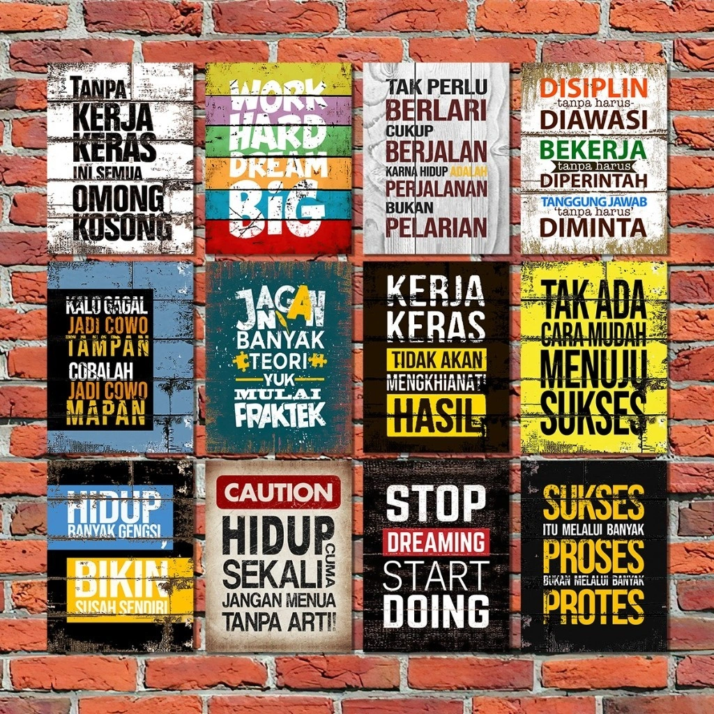 Poster Motivasi Hiasan Dinding Quotes Wall decor Pajangan Kayu Rumah Kamar Vintage QF - AYUSHOP57