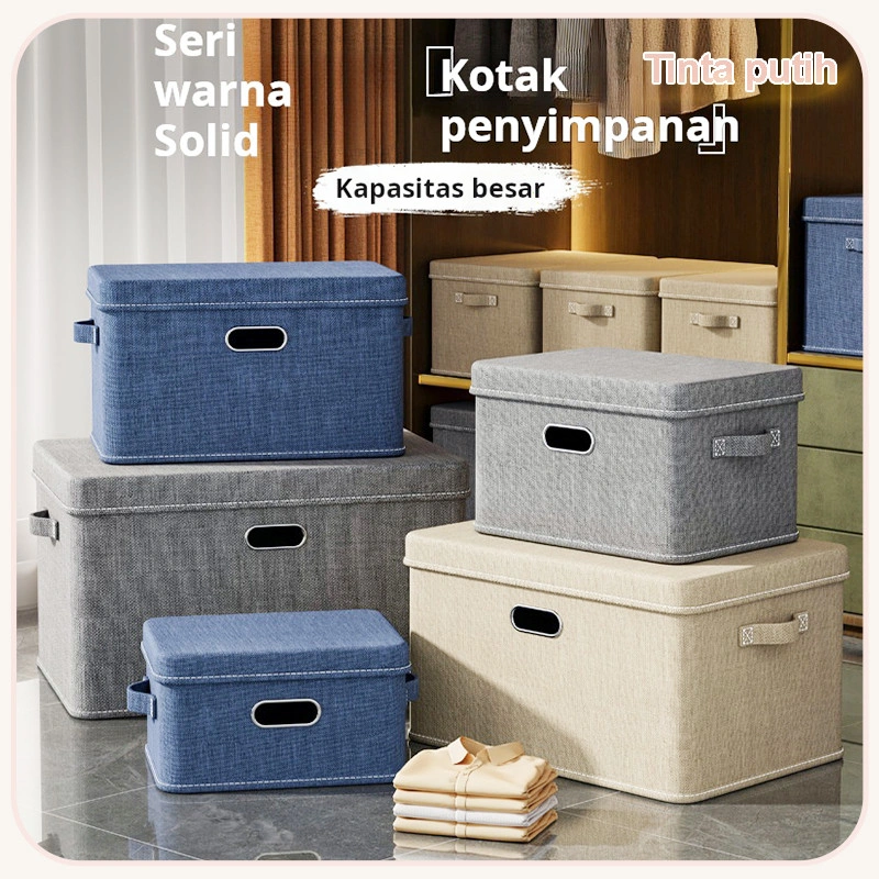 Kotak penyimpanan kain, kotak penyimpanan pakaian katun dan linen dengan penutup, kotak penyimpanan mainan kamar tidur rumah, penyimpanan pakaian yang dapat dilipat