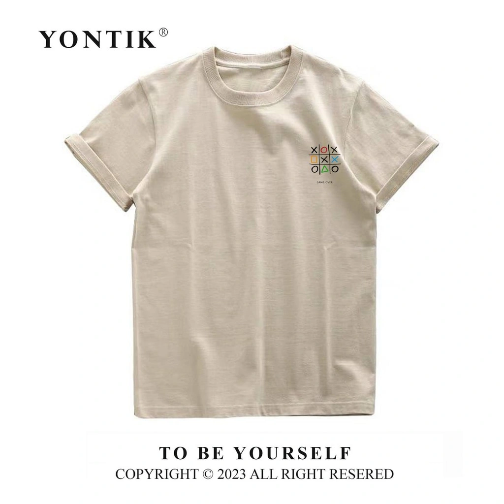 YONTIK Kaos Distro Motif "GAME OVER" Unisex Katun 24S Cewe Cowo Basic Style Crew Neck High Nyaman Pasangan Pria Wanita Kerah Lembut Atasan Cewek Keren Combed Dewasa Hitam Cowok
