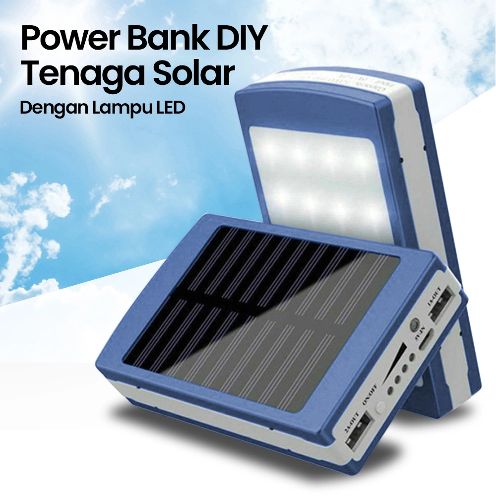 Power Bank Solar DIY Rakitan Sendiri Case Flashlight Dual USB Port 5 PCS 18650 (Belum Termasuk)