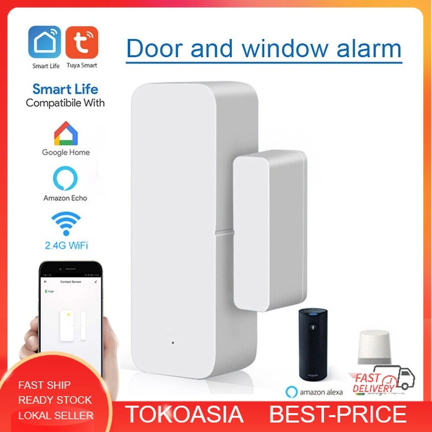 (WiFi2.4Ghz) (MOES/TUYA) Smart Door Window Sensor Home Security Works with Tuya Smartlife Wifi