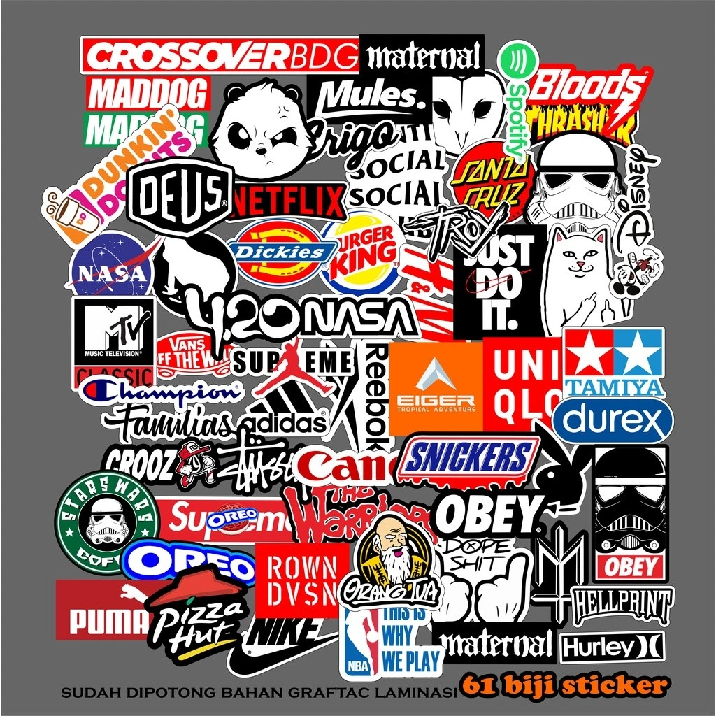 61 biji PCS STICKER RANDOM AESTHETIC LUCU UNTUK LAPTOP CASE TUMBLER sudah laminasi