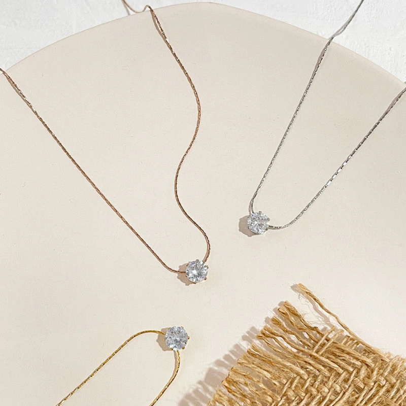 Kalung Titanium RIK0225  K585 Single Diamond Vintage Korea Style Fashion 18K Gold Plating Keren