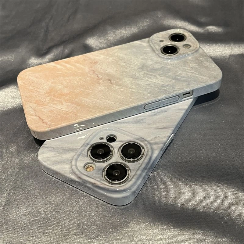 Marble Texture Glossy Aesthetic Hard Case for IPhone 6 6s 6 Plus 6s Plus 7 8 SE 7 Plus 8 Plus X Xs Xr Xs Max 11 12 13 Mini 14 Pro Max 15Plus Phone Casing Hp Forever Crush Aesthetic Couple