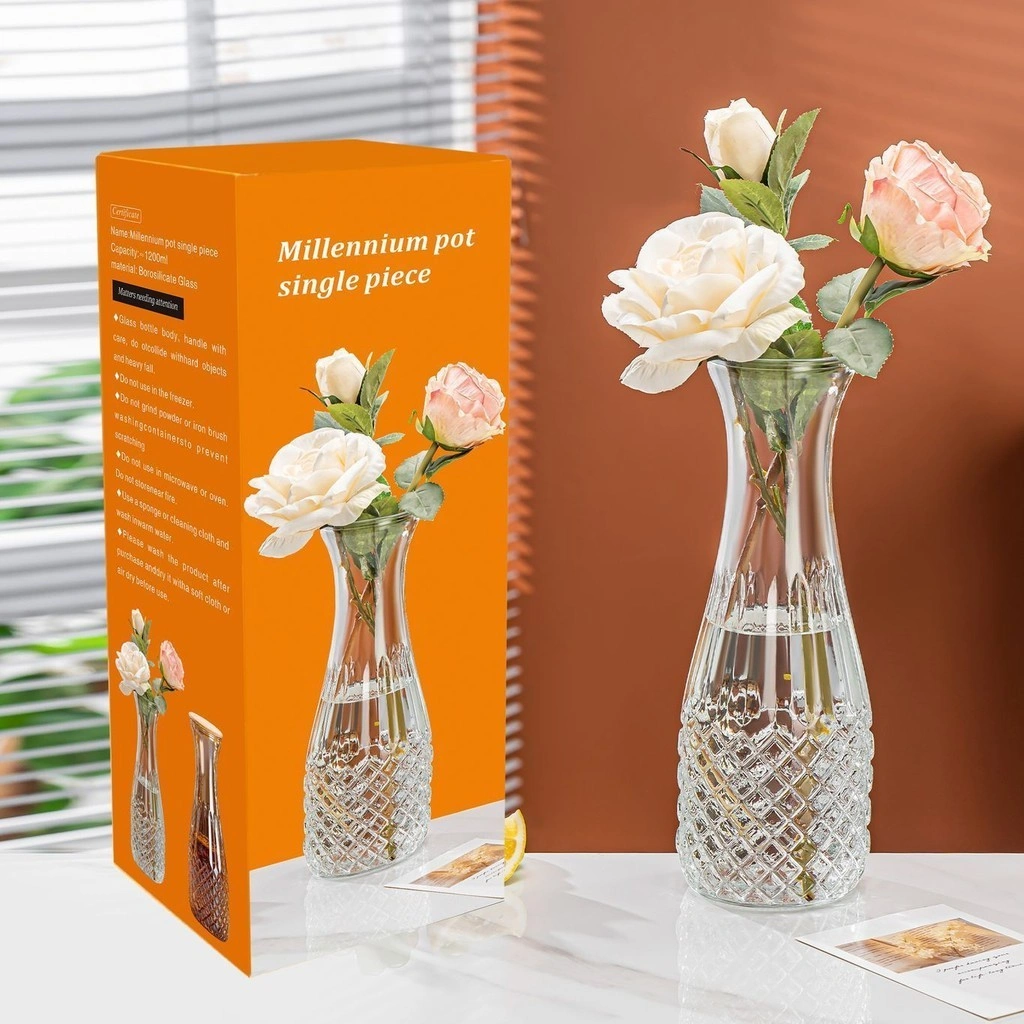 VAS BUNGA KACA ESTETIK UNTUK HIASAN MEJA KANTOR DLL