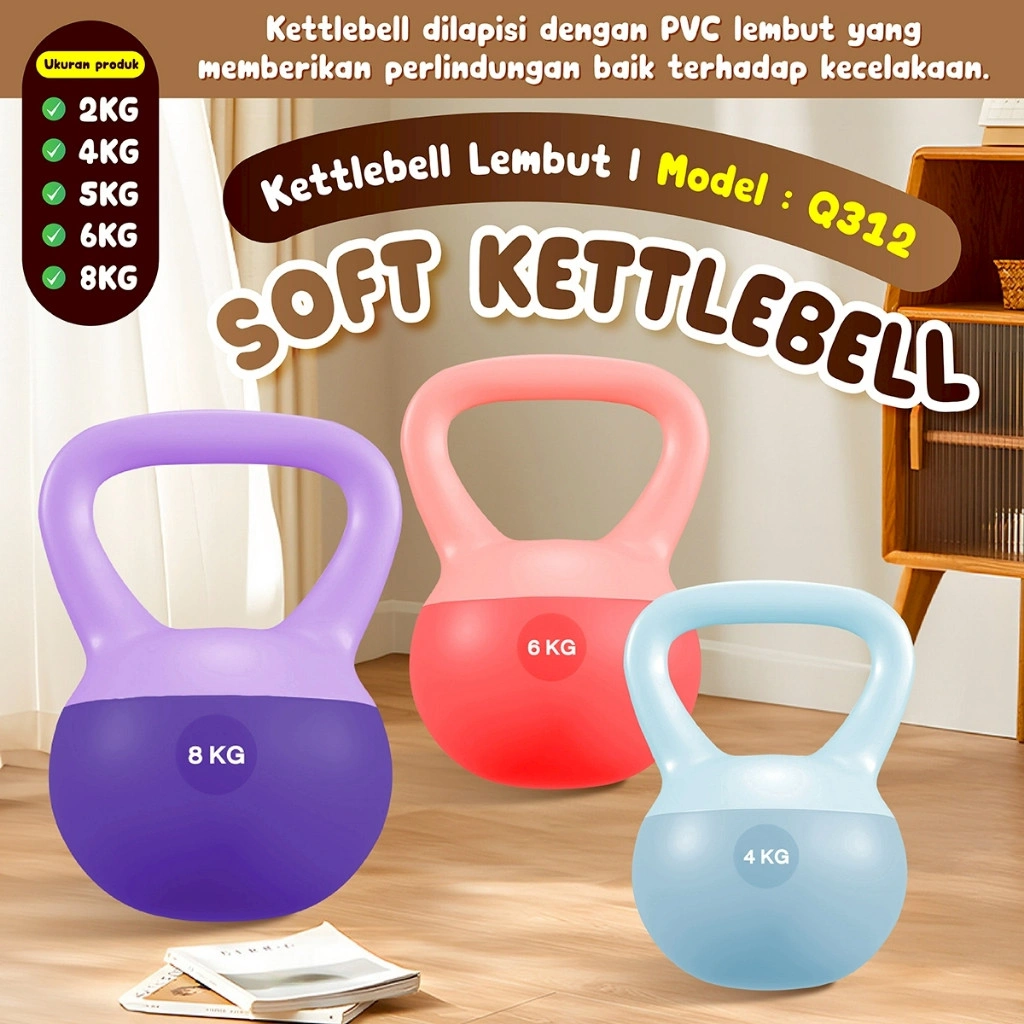 BG SPORT Soft Kettlebell | Dumbell Set | Peralatan Kebugaran Rumah | Neoprene Kettlebell Lunak